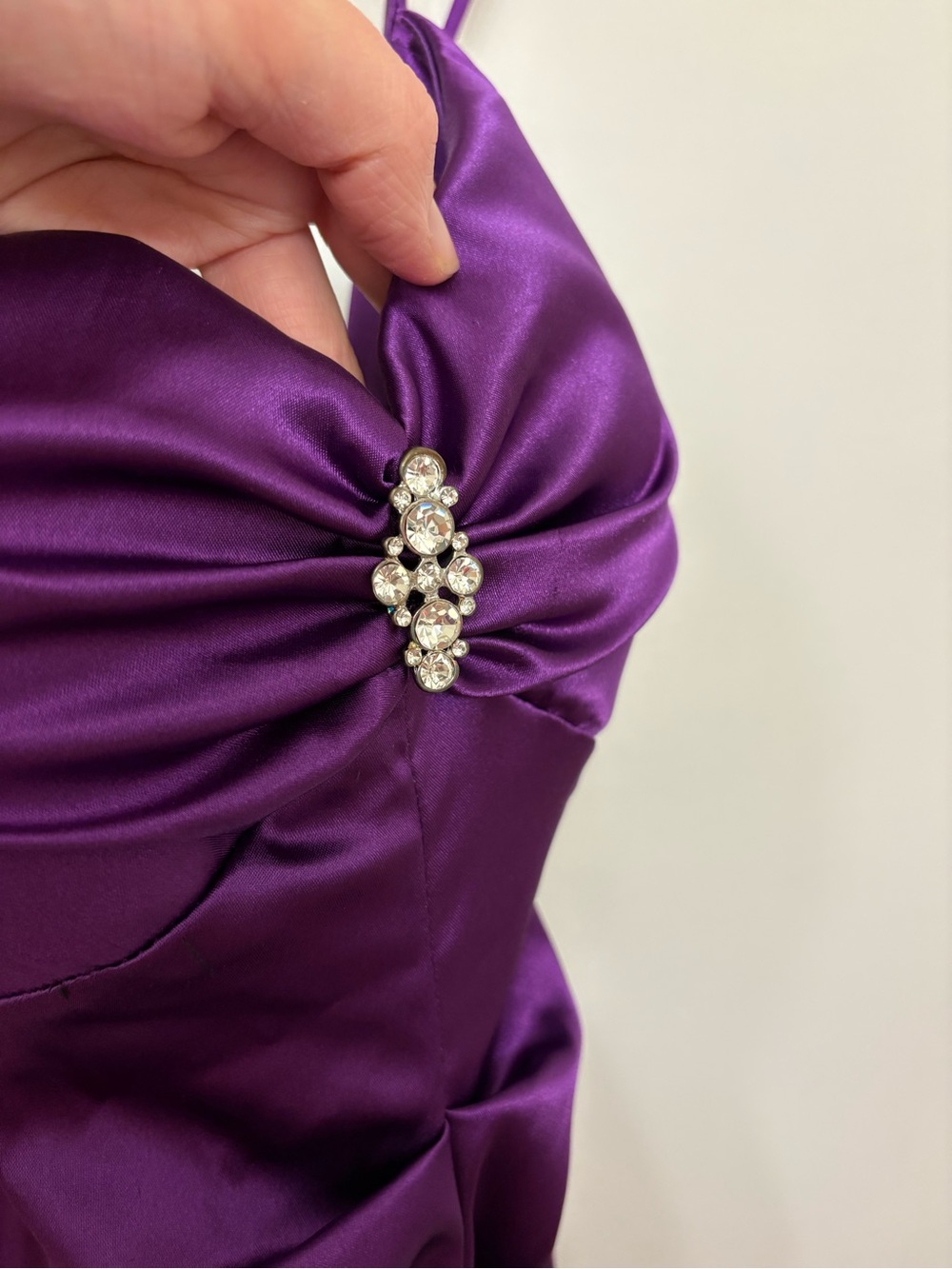 Vintage Caché Y2K Purple Liquid Satin Halter Gown Whimsigoth Formal Dress 4 - Picture 10 of 11